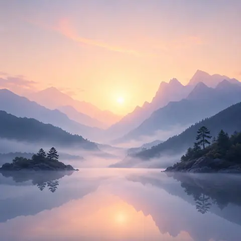 Cover art for the Faye series Someone Who Stays: a still lake at dawn.